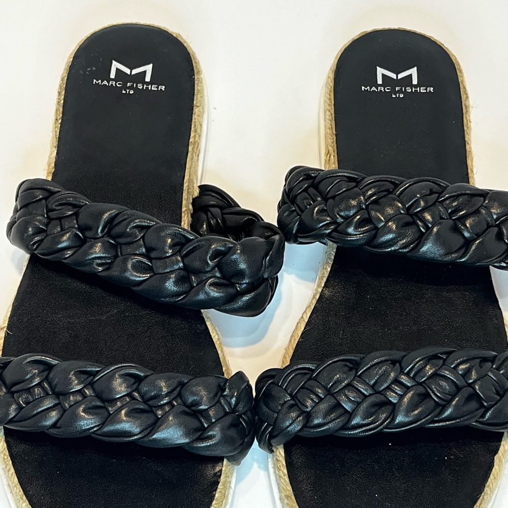 Marc Fisher Jaimee Espadrille Slide Sandal black size 10 women